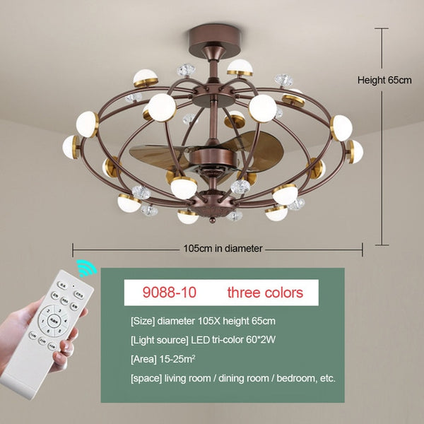 Nordic Invisible Fan lights Frequency Conversion Chandelier with Remote Control for Home Bedroom Restaurant 220v Creative Simple