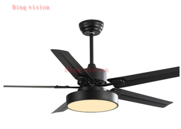 Modern Led Black Ceiling Fan  5 Blad esstainless steel Ceiling Fans Lamps With Lights For Living Room home  Dimming lighting