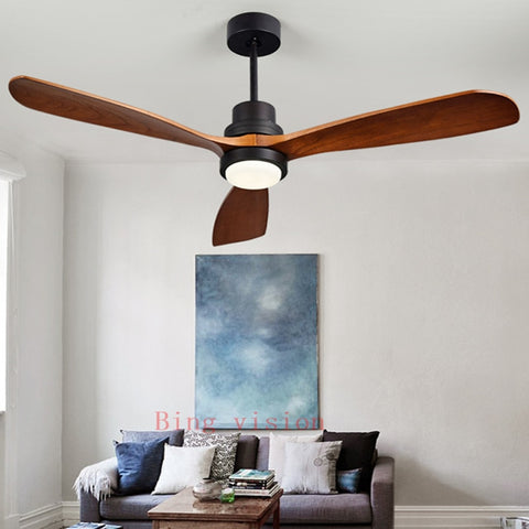 High quality Wooden Ceiling Fans Bedroom 220v LED Ceiling Fan Wood Ceiling Fans With Lights Remote Control Ventilador De Teto