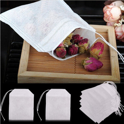 100Pcs 5.5 X 7cm Empty Polyester Mesh Drawstring Tea Bag Tea Strainerr Food Grade Tea Filter Tea Infuser Kitchen Accessories.