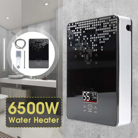 Electric Hot Water Heater 6500W 220V Tankless Instant Boiler Bathroom Shower Set Thermostat Safe Intelligent Automatically fauce