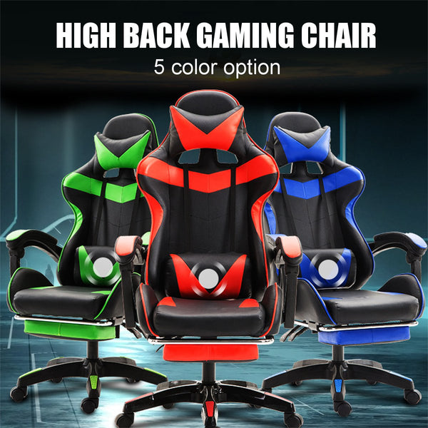 Professional PU Leather Racing Gaming Chair Office High Back Ergonomic Recliner With Footrest Computer Chair Furniture 5 Colors