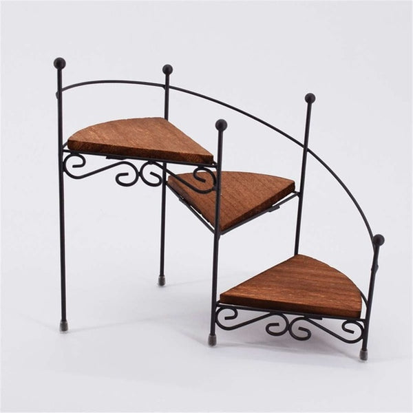 3-Layer Retro Iron Plant Rack Stand Plant Succulent Shelf Staircase Desktop Garden Flower Stand with Wood Plate Home Decorative