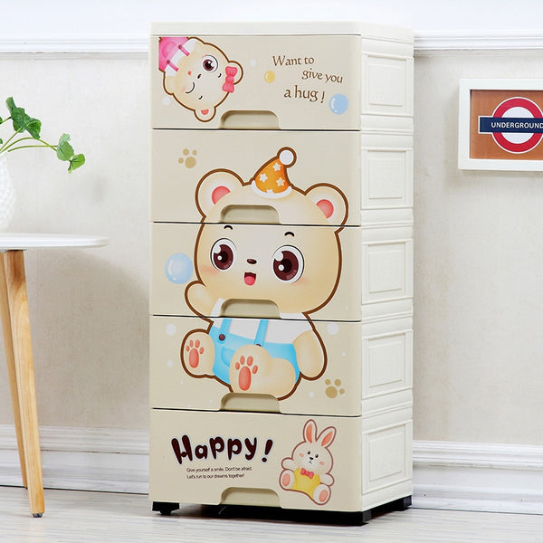 Cartoon Children's Wardrobe Drawer Receipt Cabinet Storage Box Plastic Baby Wardrobe Baby Cartoon Underwear  Plastic Wardrobe