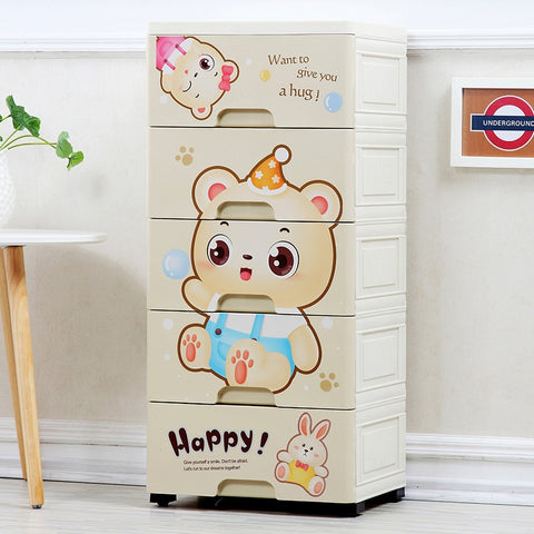 Cartoon Children's Wardrobe Drawer Receipt Cabinet Storage Box Plastic Baby Wardrobe Baby Cartoon Underwear  Plastic Wardrobe