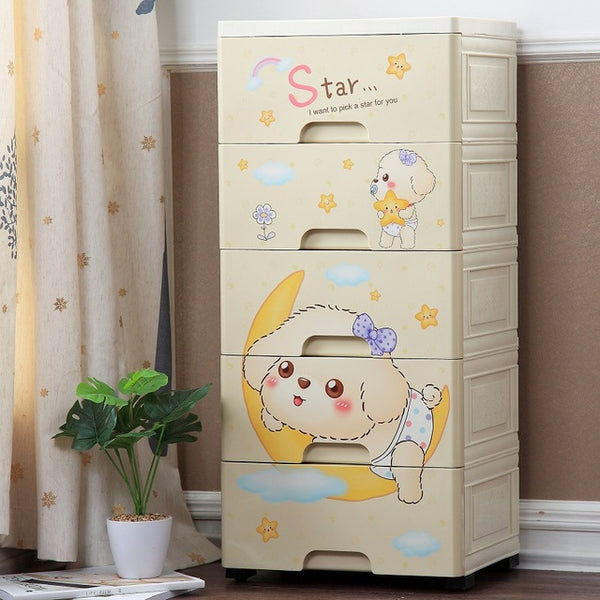 Cartoon Children's Wardrobe Drawer Receipt Cabinet Storage Box Plastic Baby Wardrobe Baby Cartoon Underwear  Plastic Wardrobe