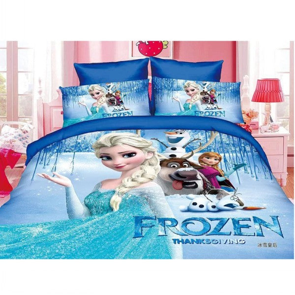 3D Printed Bedding Set Frozen Elsa Anna Rapunzel Princess Girls Boys Single Bedlinen Duvet Cover Pillowcases for 0.9m-1.2m Bed