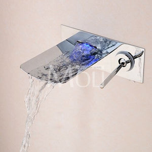 Wall Mounted Chrome Finish Bathroom Faucet Glass Spout Waterfall Basin Faucets Single Handle Sink Tap ML1010G