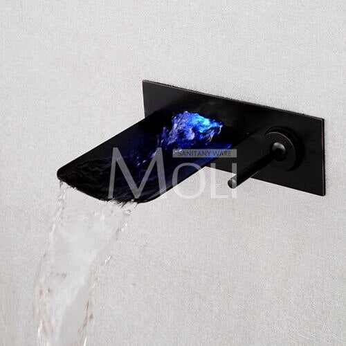 Wall Mounted Chrome Finish Bathroom Faucet Glass Spout Waterfall Basin Faucets Single Handle Sink Tap ML1010G