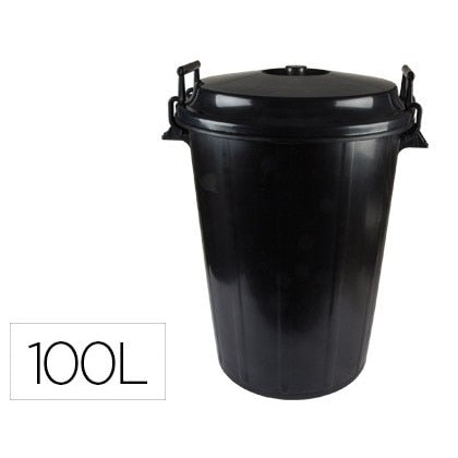 TRASH CAN BLACK WITH COVER FOR BAGS 85X105CM 100 LITERS