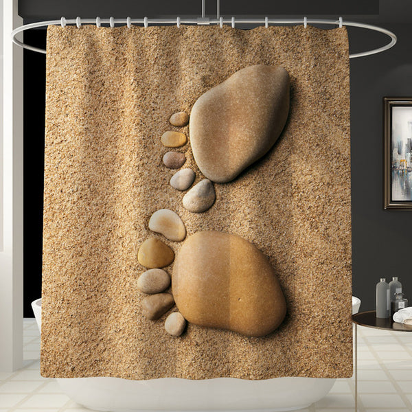 Marble Print Shower Curtain 4 Piece Carpet Cover Toilet Cover Bath Mat Pad Set Bathroom Curtain with 12 Hooks