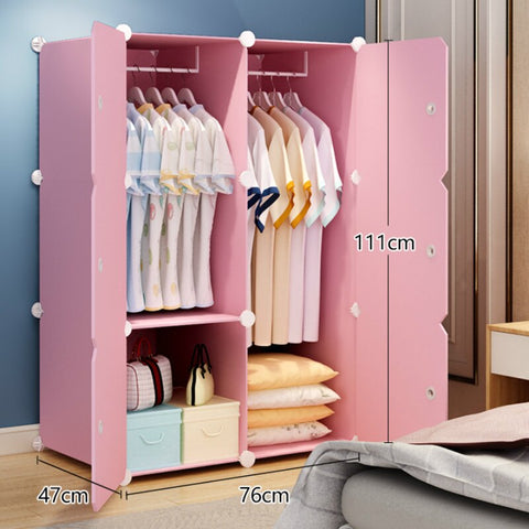 Simple Wardrobe Collection Cabinet Bedroom Rental Storage Removable Imitation Wood Plastic Cloth Wardrobe