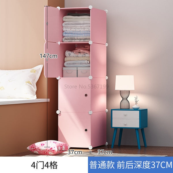 Simple Wardrobe Collection Cabinet Bedroom Rental Storage Removable Imitation Wood Plastic Cloth Wardrobe