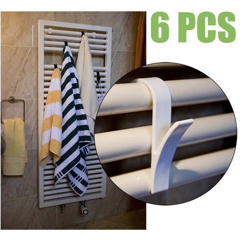 6pcs High Quality Hanger For Heated Towel Radiator Rail Bath Hook Holder Clothes Hanger Percha Plegable Scarf Hanger white#/8