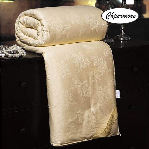 Chpermore 100% Natural Mulberry Silk Quilt Thicker Winter Duvets High-grade luxury Comforters 100 % Cotton cover King Queen size