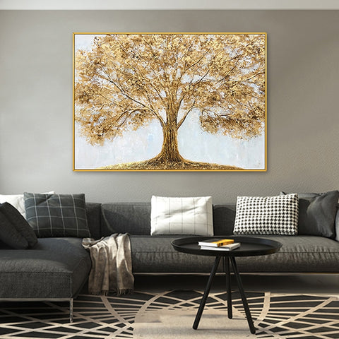 100% Handpainted Abstract Luxury Tree Oil Painting On Canvas Art Gift Home Decoration Living Room Wall Art Frameless Picture