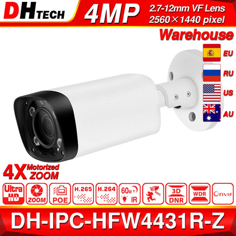 Dahua IPC-HFW4431R-Z 4MP Night Camera 60m IR 2.7~12mm VF lens Zoom Auto Focus 80M IR Bullet H.265 POE IP Camera CCTV Security