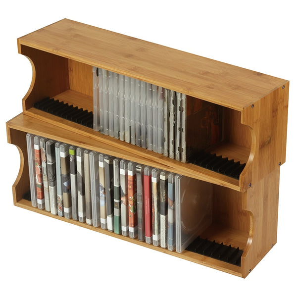 High Capacity CD Storage Rack PS4 Game Disc Rack Desktop CD Rack Solid Wood Blu-ray Disc Game CD Rack Decorative Partition Wall