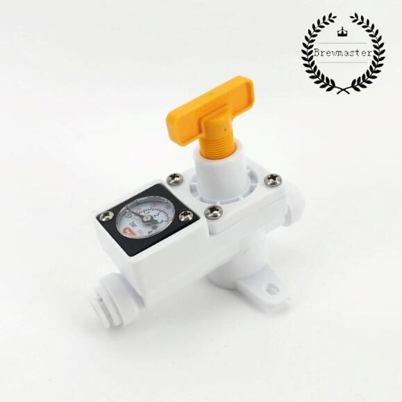 DUOTIGHT INLINE IN LINE REGULATOR - WITH INTEGRATED GAUGE FOR WATER OR GAS - 8MM (5/16" PUSH IN)