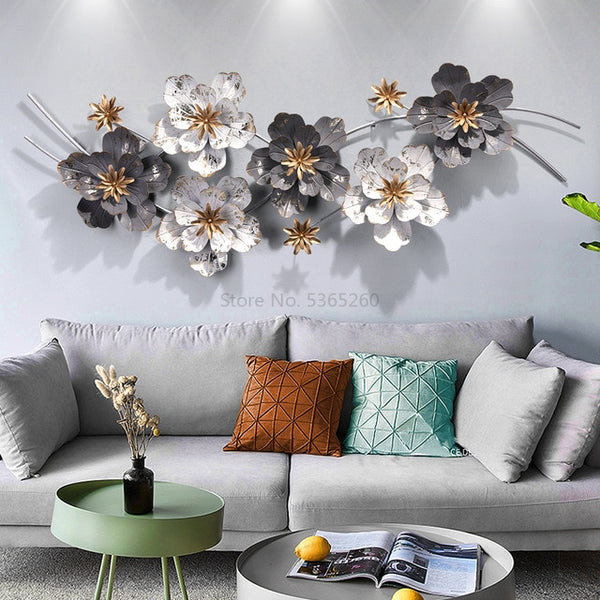 Iron Art Wall Decoration A Living Room Background Wall Decorate Metal Pendant Light Extravagant The Flowers Wall Decorations