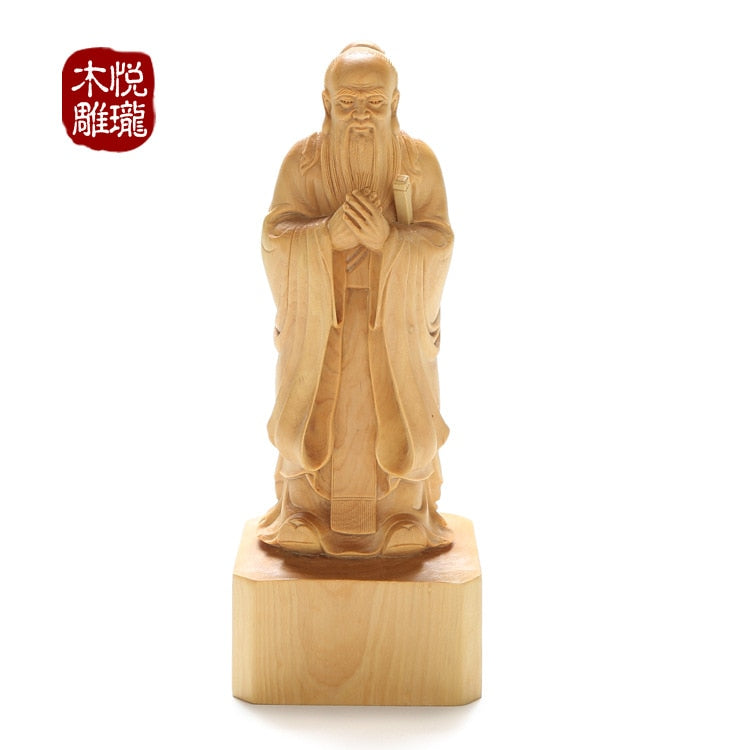 Wood carving Confucius Statue Send Teacher Student Gift Wooden crafts creative gifts home interior decoration ornaments(A985)