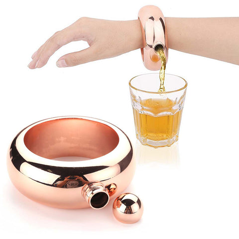 Stainless Steel Bangle Bracelet Hip Flask Alcohol Whiskey Liquor Pot Holder Drinkware Jewellery Gift