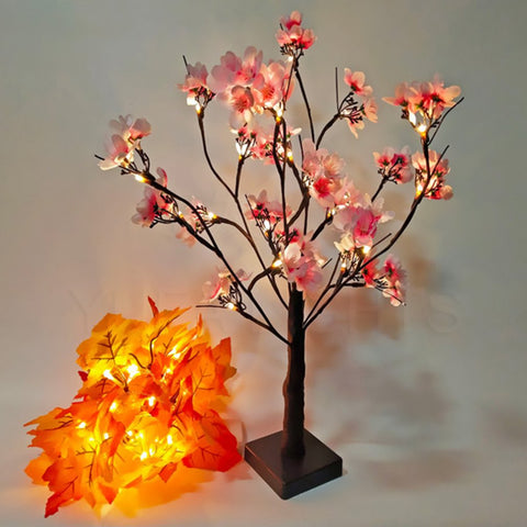 24led Pink Cherry Tree Light LED Garden Landscape Decoration Lamp Indoor Battery Light Cherry Flower Tree Light