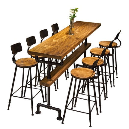 Industrial style retro bar table coffee shop solid wood wall high bar tables