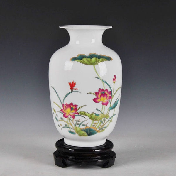 Chinese Style Ancient Snow Scenery White Ceramic Flower Vase Fashion Home Decoration Jingdezhen Porcelain Vases