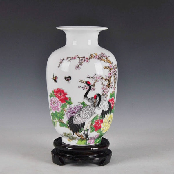 Chinese Style Ancient Snow Scenery White Ceramic Flower Vase Fashion Home Decoration Jingdezhen Porcelain Vases