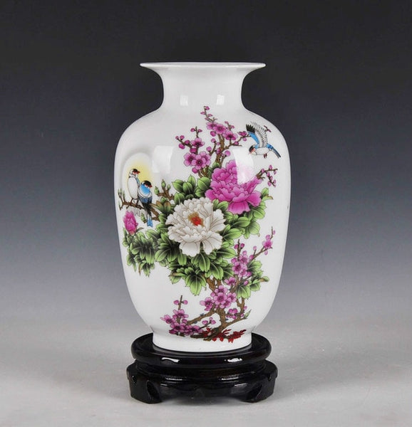 Chinese Style Ancient Snow Scenery White Ceramic Flower Vase Fashion Home Decoration Jingdezhen Porcelain Vases