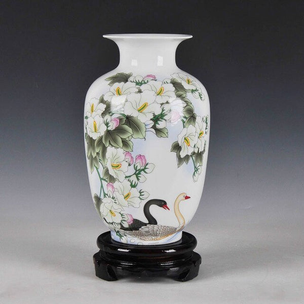 Chinese Style Ancient Snow Scenery White Ceramic Flower Vase Fashion Home Decoration Jingdezhen Porcelain Vases