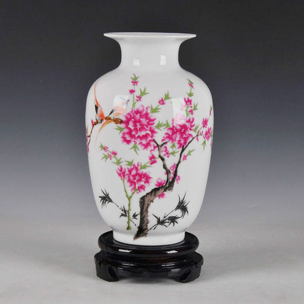 Chinese Style Ancient Snow Scenery White Ceramic Flower Vase Fashion Home Decoration Jingdezhen Porcelain Vases