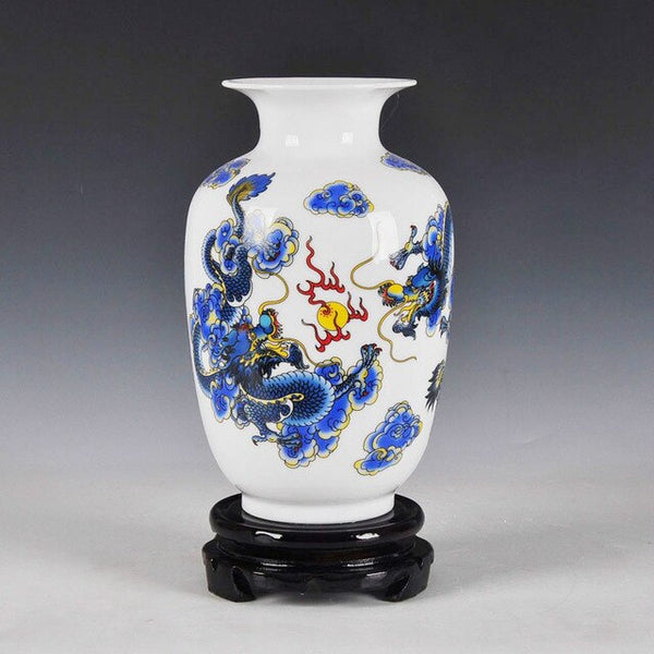 Chinese Style Ancient Snow Scenery White Ceramic Flower Vase Fashion Home Decoration Jingdezhen Porcelain Vases