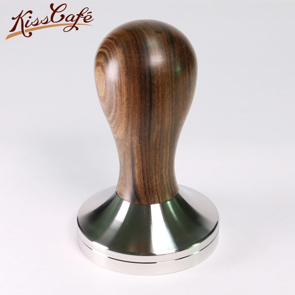 41/49/51/53/57.5/58/58.35mm Chacate Preto Wooden Tamper Coffee Powder Hammer with 304 Stainless Steel Base Coffee Accessories