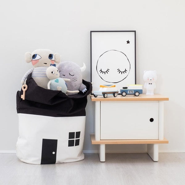 Room Decoration Large Capacity Cute House Storage Bag Children Kids Toy Baby Cotton Canvas Toys Beam Port Pouch Home Decor 65*40