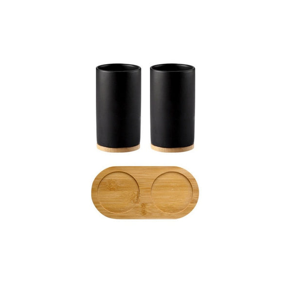 Ceramic Bamboo Bathroom Tumblers Teeth Brushing Cup Bathroom Emulsion Container Kitchen Tableware Dishwashing Liquid Container