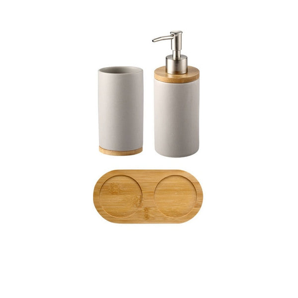 Ceramic Bamboo Bathroom Tumblers Teeth Brushing Cup Bathroom Emulsion Container Kitchen Tableware Dishwashing Liquid Container