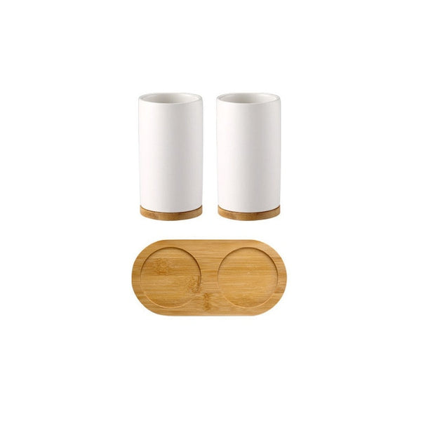 Ceramic Bamboo Bathroom Tumblers Teeth Brushing Cup Bathroom Emulsion Container Kitchen Tableware Dishwashing Liquid Container