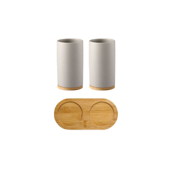 Ceramic Bamboo Bathroom Tumblers Teeth Brushing Cup Bathroom Emulsion Container Kitchen Tableware Dishwashing Liquid Container