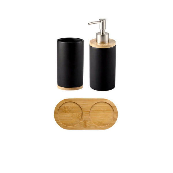 Ceramic Bamboo Bathroom Tumblers Teeth Brushing Cup Bathroom Emulsion Container Kitchen Tableware Dishwashing Liquid Container