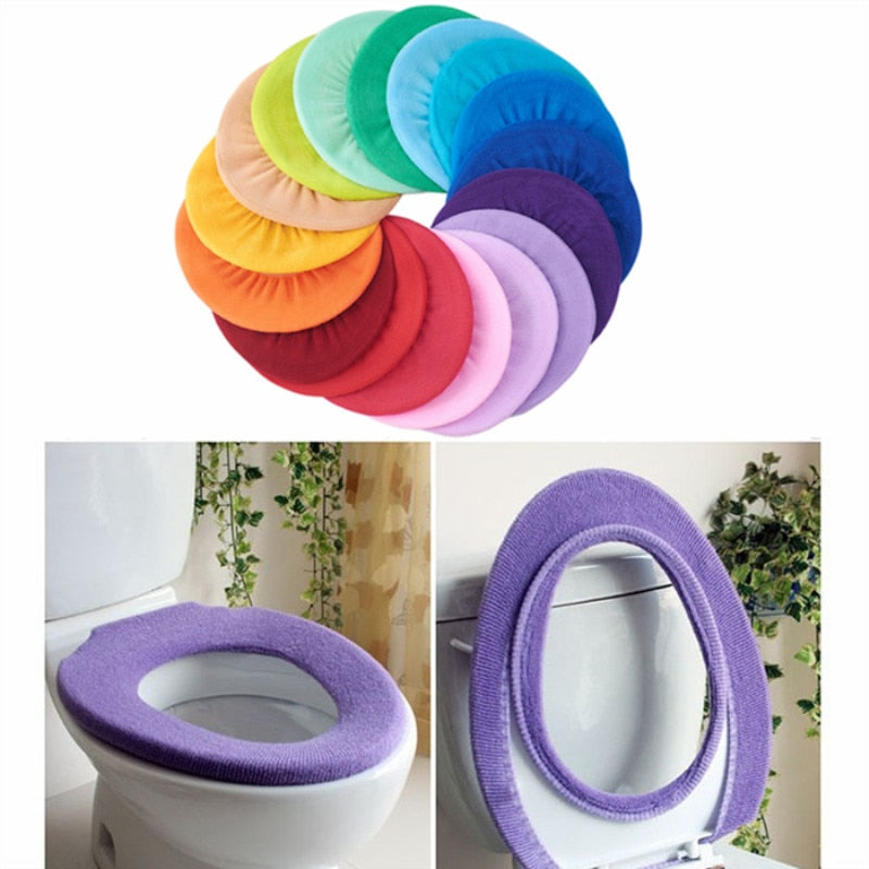 Bathroom Toilet Seat Cover Closestool Washable Soft Warmer Mat Pad Cushion Toilet Seat Cover Random Color Bathroom Accessories