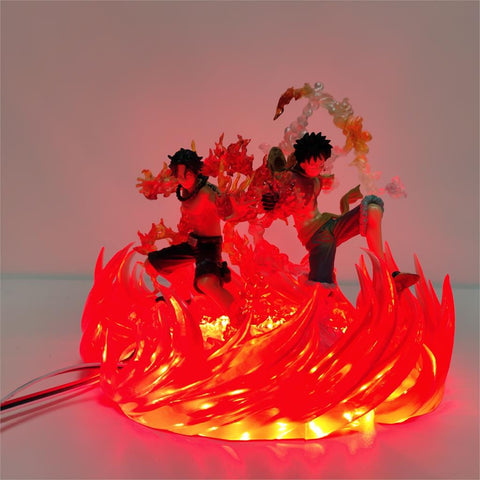 One Piece Luffy Ace Brotherhood Anime Cartoon Led 3D Night Light Luffy Ace Battle Ver LED Table Lamp for Bedroom Children Gift