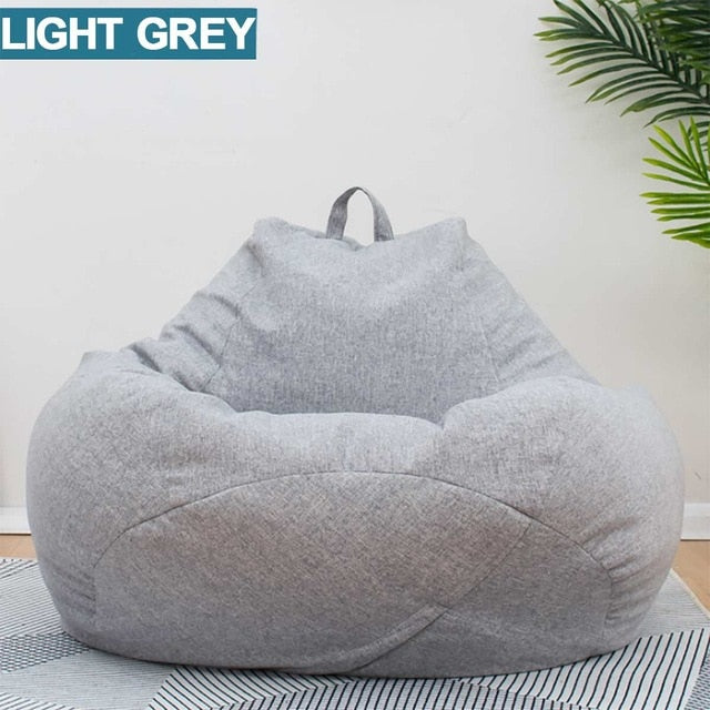 Lazy BeanBag Sofas without Filler Linen Cloth Lounger Seat Bean Bag Cover Chairs Pouf Puff Couch Tatami Living Room Furniture