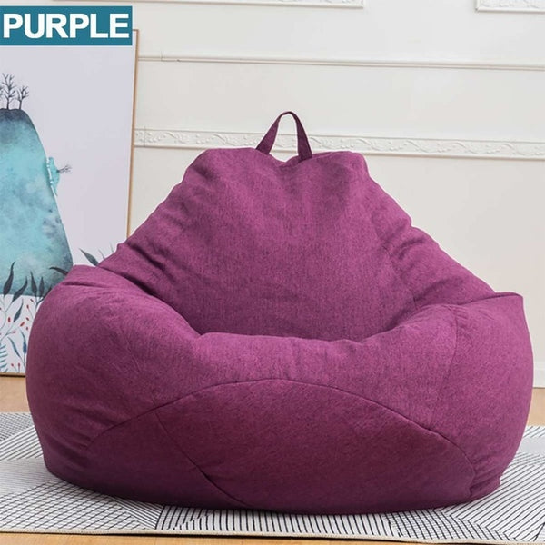 Lazy BeanBag Sofas without Filler Linen Cloth Lounger Seat Bean Bag Cover Chairs Pouf Puff Couch Tatami Living Room Furniture