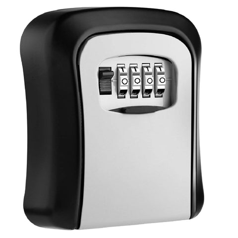 MOOL Key Lock Box Wall Mounted Aluminum alloy Key Safe Box Weatherproof 4 Digit Combination Key Storage Lock Box Indoor Outdoo