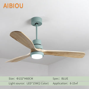 AIBIOU Nordic Style Led Ceiling Fan With Lights Remote Control 220V Ceiling Fans For Living Room Dining Room Wood Fan Lighting