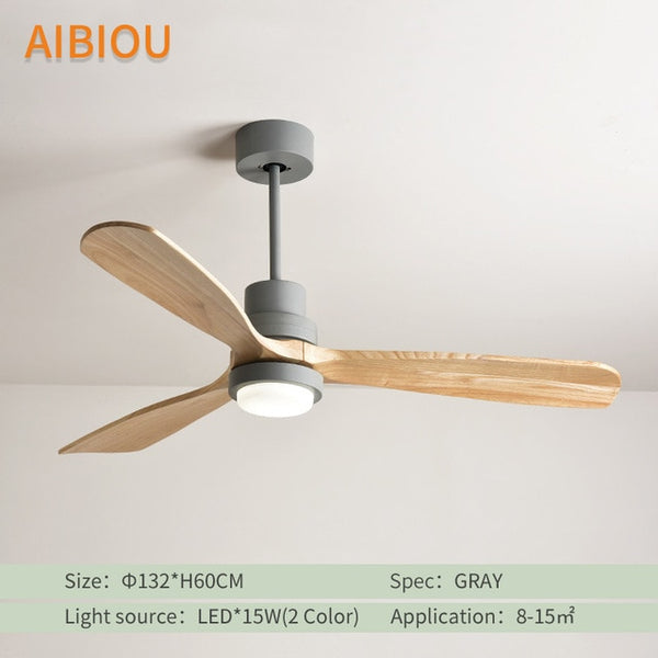 AIBIOU Nordic Style Led Ceiling Fan With Lights Remote Control 220V Ceiling Fans For Living Room Dining Room Wood Fan Lighting