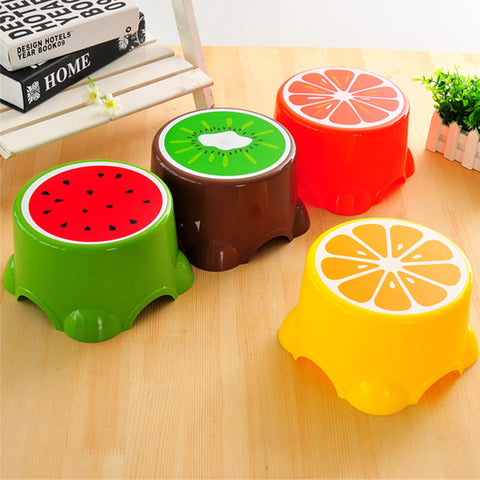 4 Colors Lovely Cartoon Stools Fruit Pattern Living Room Non-slip Bath Bench Child Stool Plastic PP Changing Shoes Stool