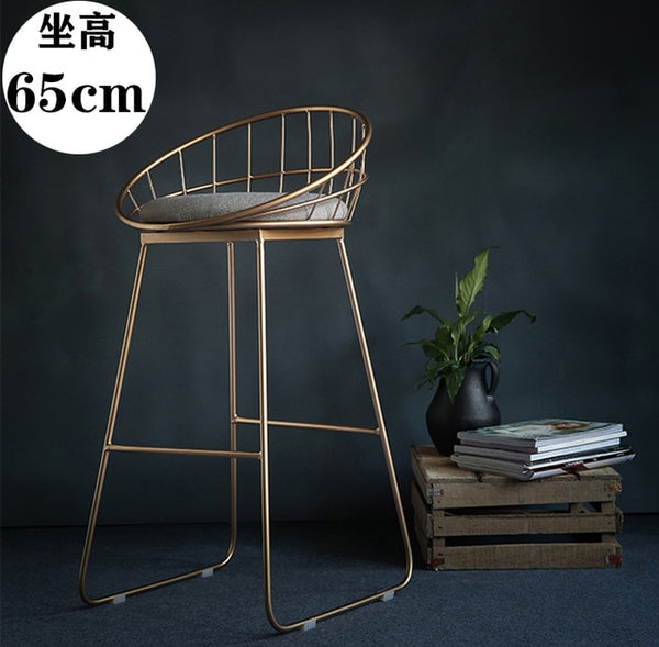 Simple Bar Stool Wrought Iron Bar Chair  Stool Bar Tabouret De Bar Gold High Stool Modern Dining Chair Nordic Golden Furniture